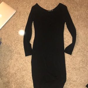 Lace Up Black Bodycon Dress